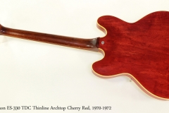 Gibson ES-330 TDC Thinline Archtop Cherry Red, 1970-1972  Full Rear View