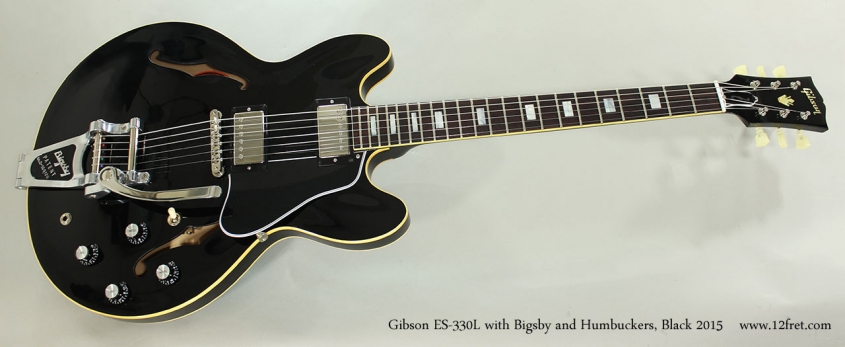 Gibson ES-330L with Bigsby and Humbuckers, Black 2015 Full Front View