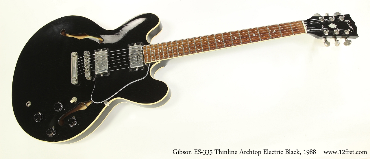 Gibson ES-335 Thinline Archtop Electric Black, 1988  Full Front View