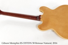 Gibson Memphis ES-335TDN 58 Reissue Natural, 2016 Full Rear View