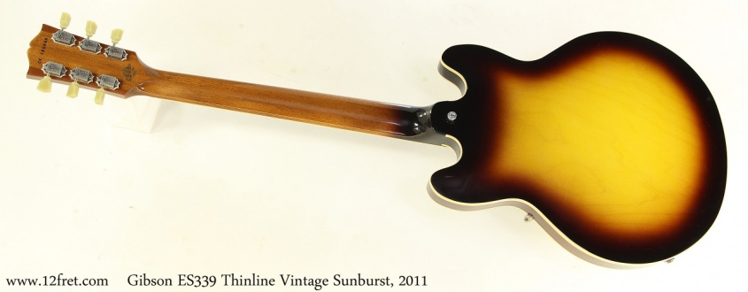 Gibson ES339 Thinline Vintage Sunburst, 2011 Full Rear View