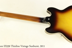 Gibson ES339 Thinline Vintage Sunburst, 2011 Full Rear View