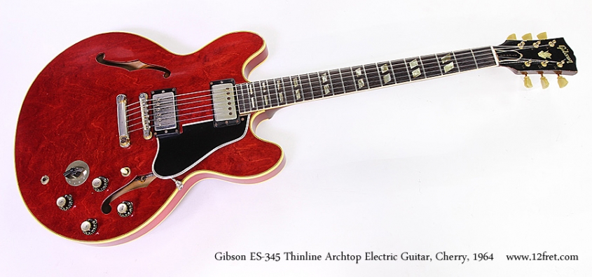 Gibson ES-345 Thinline Archtop Electric Guitar, Cherry, 1964 Full Front View