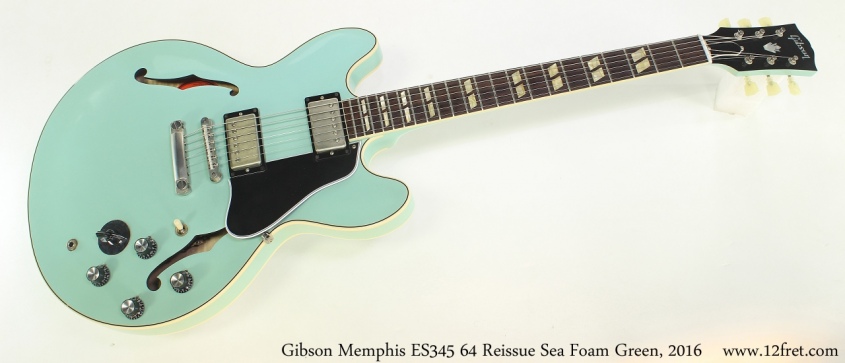 Gibson Memphis ES345 64 Reissue Sea Foam Green, 2016 Full Front View
