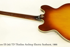 Gibson ES-345 TD Thinline Archtop Electric Sunburst, 1966    Full Rear View