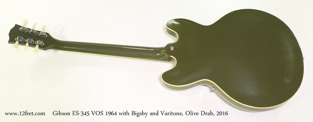 Gibson ES-345 VOS 1964 with Bigsby and Varitone, Olive Drab, 2016 Full Rear View