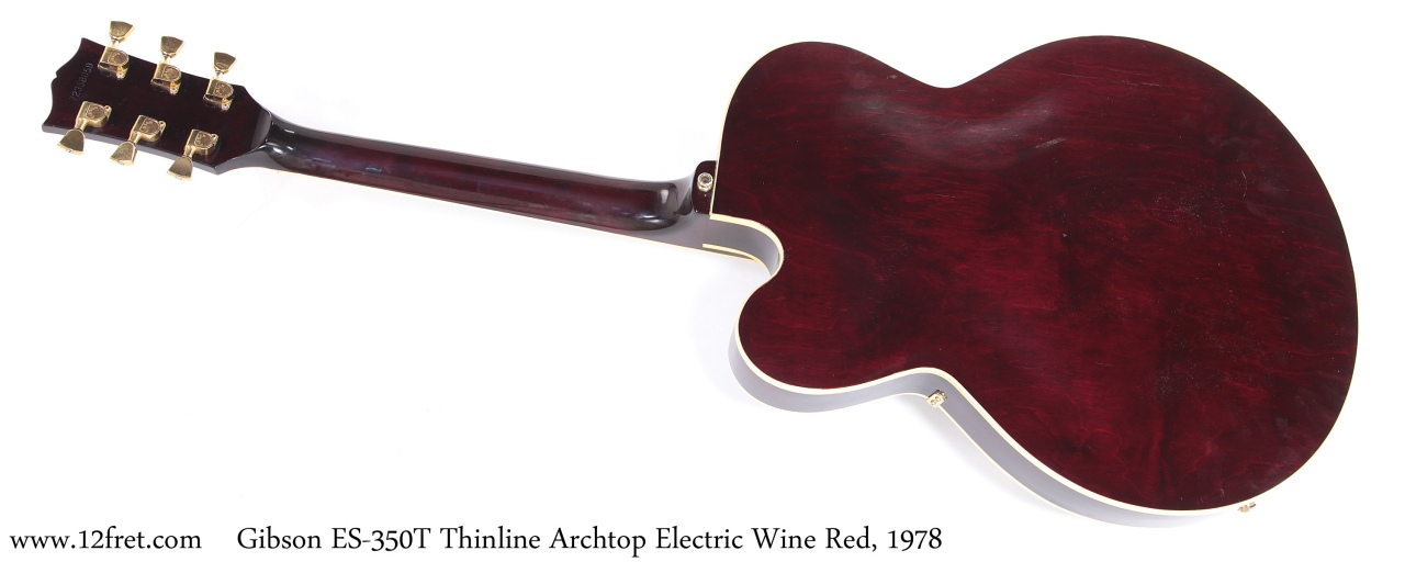 Gibson ES-350T Thinline Archtop Electric Wine Red, 1978 Full Rear View