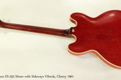 Gibson ES-355 Mono with Sideways Vibrola, Cherry 1961  Full Rear View