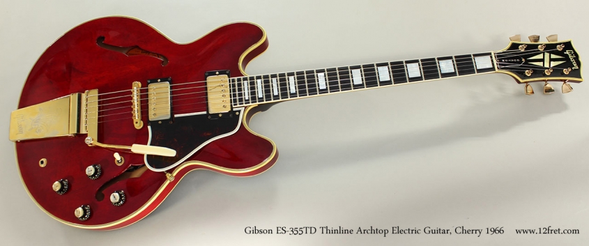Gibson ES-355TD Thinline Archtop Electric Guitar, Cherry 1966 Full Front View