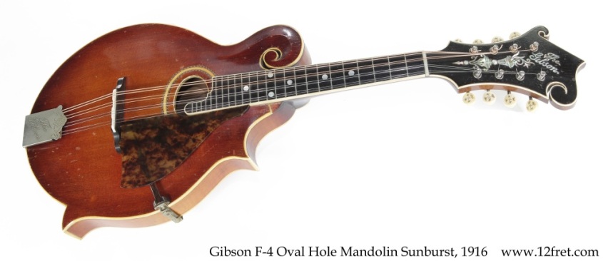 Gibson F-4 Oval Hole Mandolin Sunburst, 1916 Full Front View