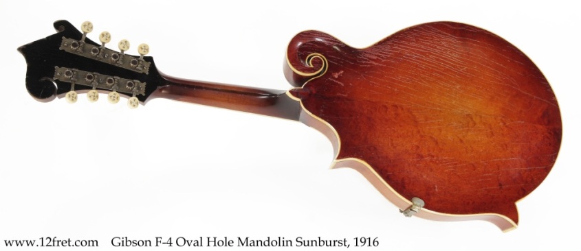 Gibson F-4 Oval Hole Mandolin Sunburst, 1916 Full Rear View