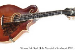 Gibson F-4 Oval Hole Mandolin Sunburst, 1916 Full Front View