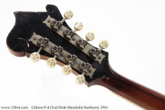 Gibson F-4 Oval Hole Mandolin Sunburst, 1916 Head Rear View