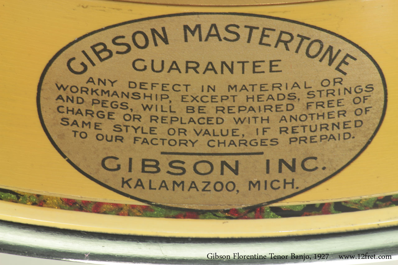 Gibson Florentine Tenor Banjo 1927 labele-cons-label