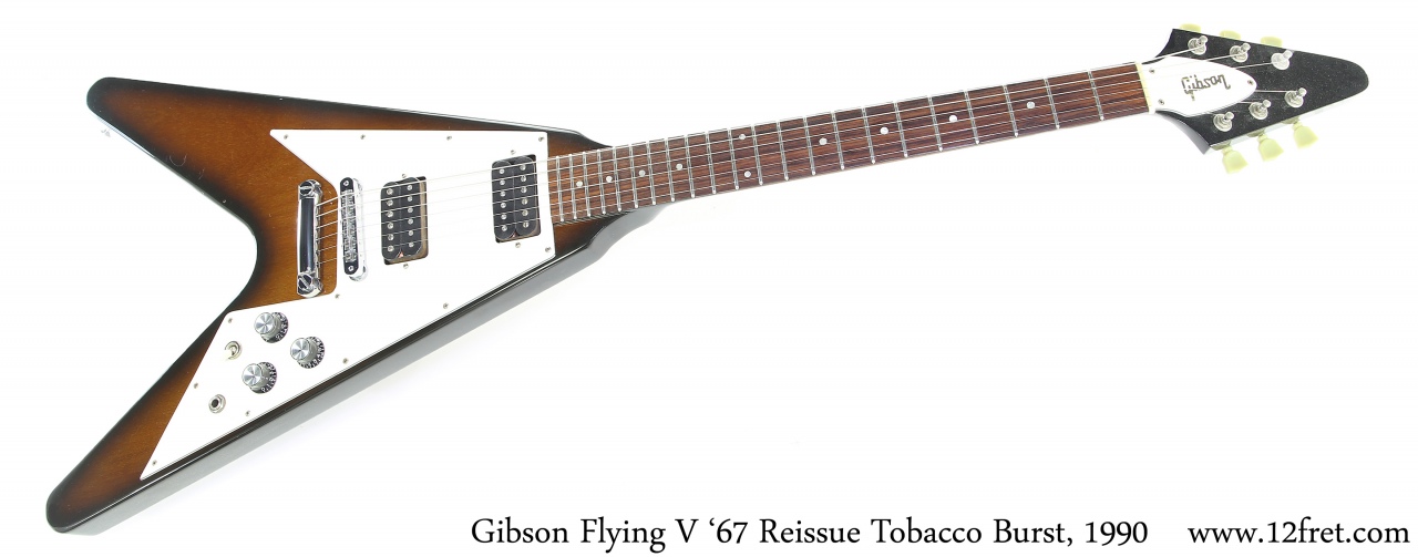 Gibson Flying V '67 Reissue Tobacco Burst, 1990 Full Front View