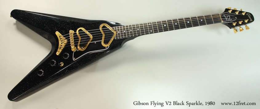 Gibson Flying V2 Black Sparkle, 1980 Full Front View