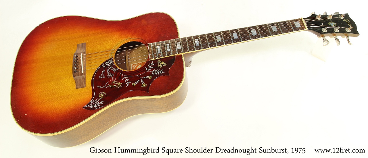 Gibson Hummingbird Square Shoulder Dreadnought Sunburst, 1975 Full Front View
