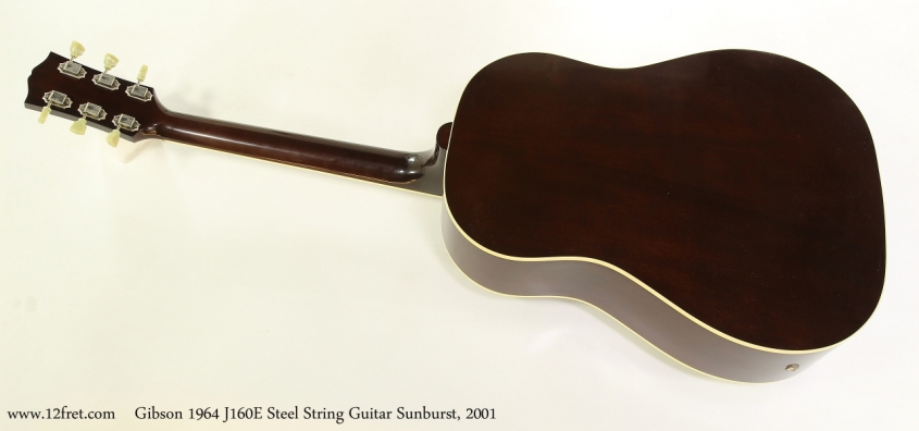 Gibson 1964 J160E Steel String Guitar Sunburst, 2001  Full Rear VIew