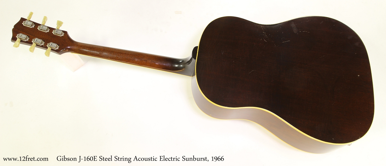 Gibson J-160E Steel String Acoustic Electric Sunburst, 1966   Full Rear View