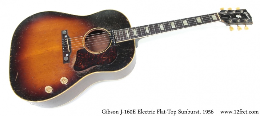 Gibson J-160E Electric Flat-Top Sunburst, 1956 Full Front View