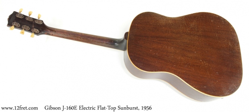 Gibson J-160E Electric Flat-Top Sunburst, 1956 Full Rear View