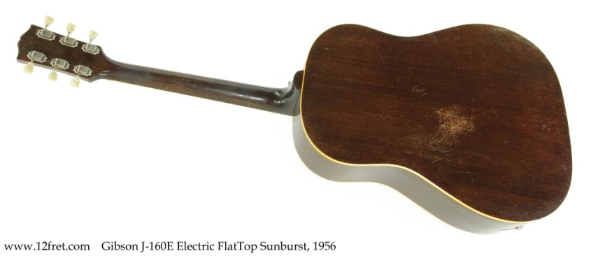 Gibson J-160E Electric FlatTop Sunburst, 1956 Full Rear View