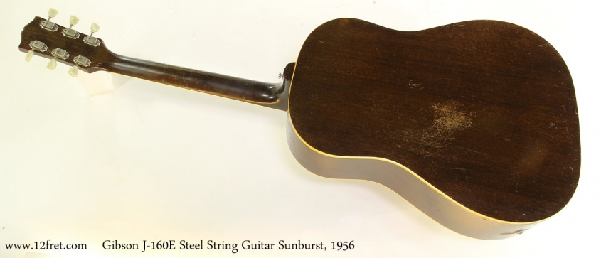 Gibson J-160E Steel String Guitar Sunburst, 1956 Full Rear View