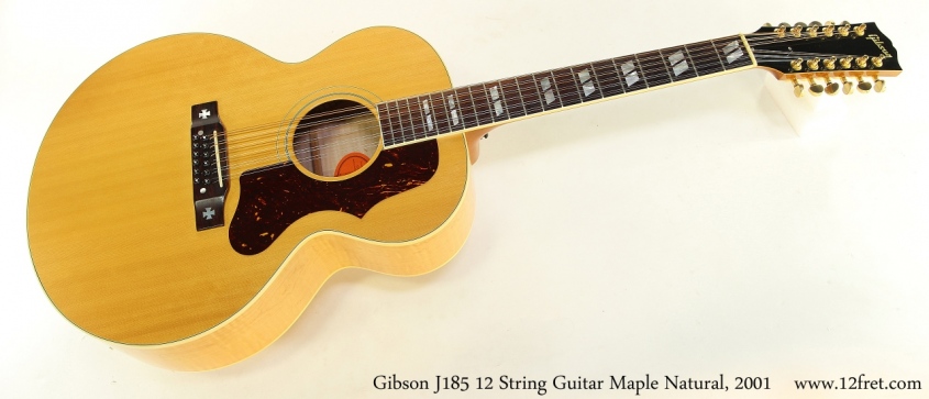 Gibson J185 12 String Guitar Maple Natural, 2001 Full Front View