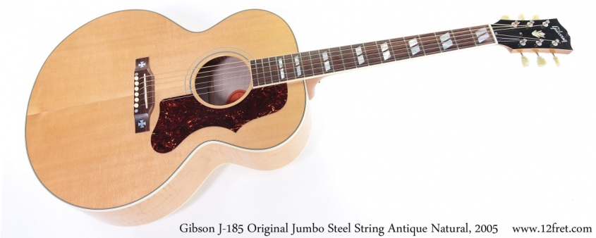 Gibson J-185 Original Jumbo Steel String Antique Natural, 2005 Full Front View