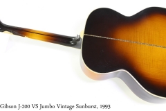 Gibson J-200 VS Jumbo Vintage Sunburst, 1993 Full Rear View