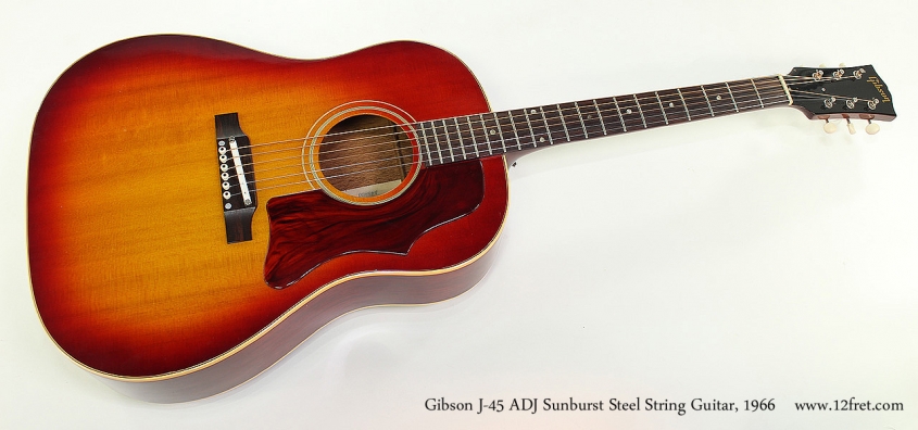 Gibson J-45 ADJ Sunburst Steel String Guitar, 1966 Full Front View