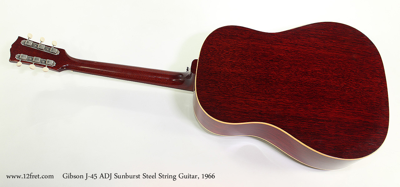 Gibson J-45 ADJ Sunburst Steel String Guitar, 1966 Full Rear View