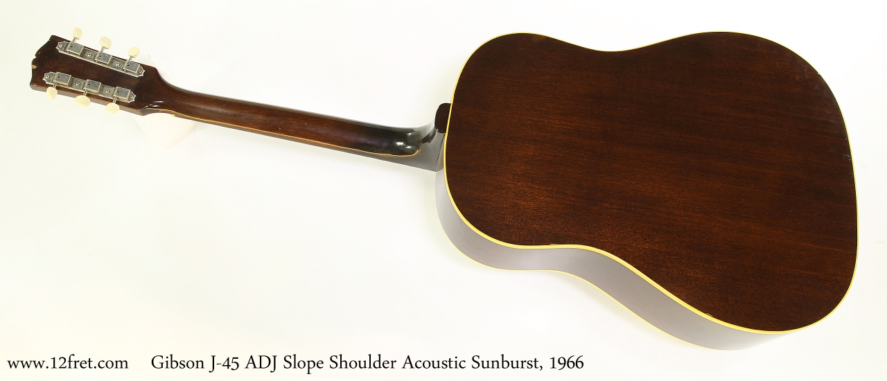 Gibson J-45 ADJ Slope Shoulder Acoustic Sunburst, 1966 Full Rear View