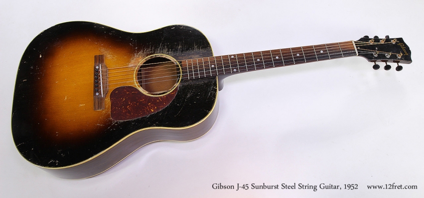 Gibson J-45 Sunburst Steel String Guitar, 1952 Full Front View