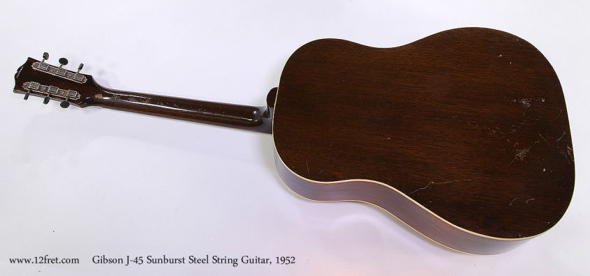 Gibson J-45 Sunburst Steel String Guitar, 1952 Full Rear View