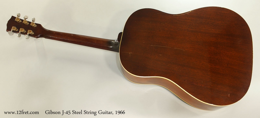 Gibson J-45 Steel String Guitar, 1966 Full Rear View