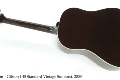 Gibson J-45 Standard Vintage Sunburst, 2009 Full Rear View