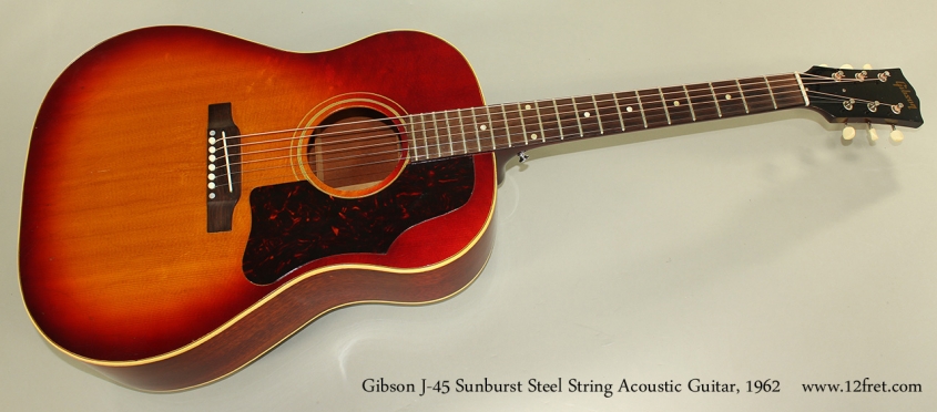 Gibson J-45 Sunburst Steel String Acoustic Guitar, 1962 Full Front View