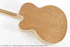 Gibson Kalamazoo Award Archtop Guitar Natural, 1980 Back View
