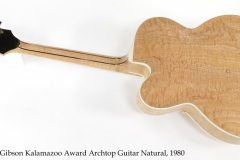 Gibson Kalamazoo Award Archtop Guitar Natural, 1980 Full Rear View