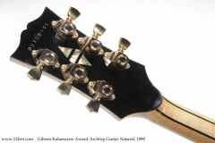 Gibson Kalamazoo Award Archtop Guitar Natural, 1980 Head Rear View