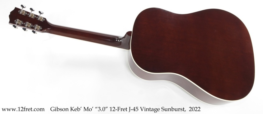 Gibson Keb’ Mo’ “3.0” 12-Fret J-45 Vintage Sunburst,  2022 Full Rear View