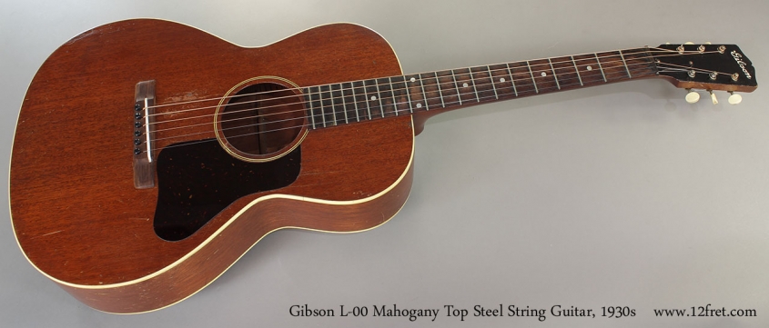 Gibson L-00 Mahogany Top Steel String Guitar, 1930s Full Front View