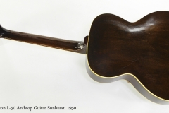 Gibson L-50 Archtop Guitar Sunburst, 1950   Full Rear VIew