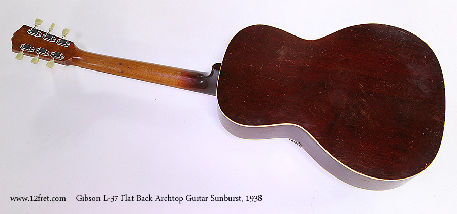 Gibson L-37 Flat Back Archtop Guitar Sunburst, 1938 Full Rear View