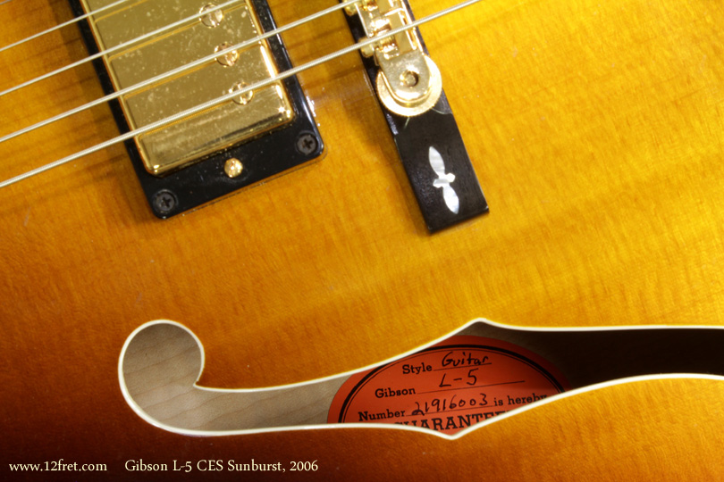 Gibson L5 CES Sunburst 2006 label