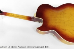 Gibson L5 Stereo Archtop Electric Sunburst, 1964 Full Rear View