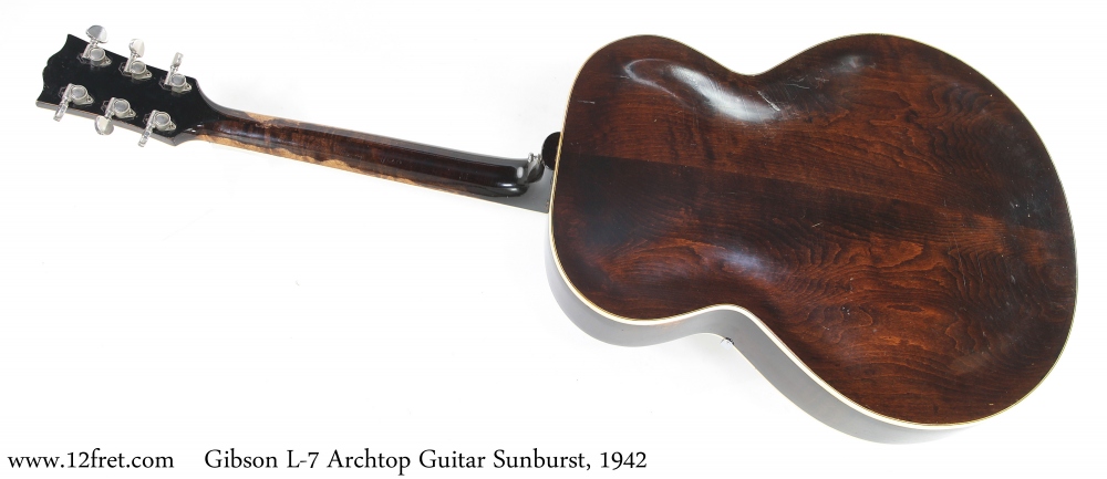 Gibson L-7 Archtop Guitar Sunburst, 1942 Full Rear View