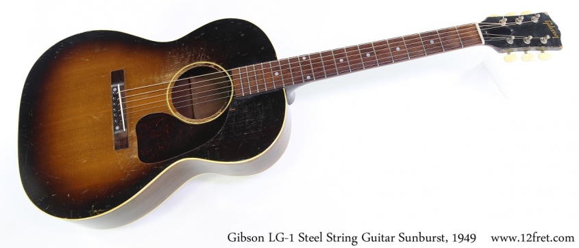 Gibson LG-1 Steel String Guitar Sunburst, 1949 Full Front View