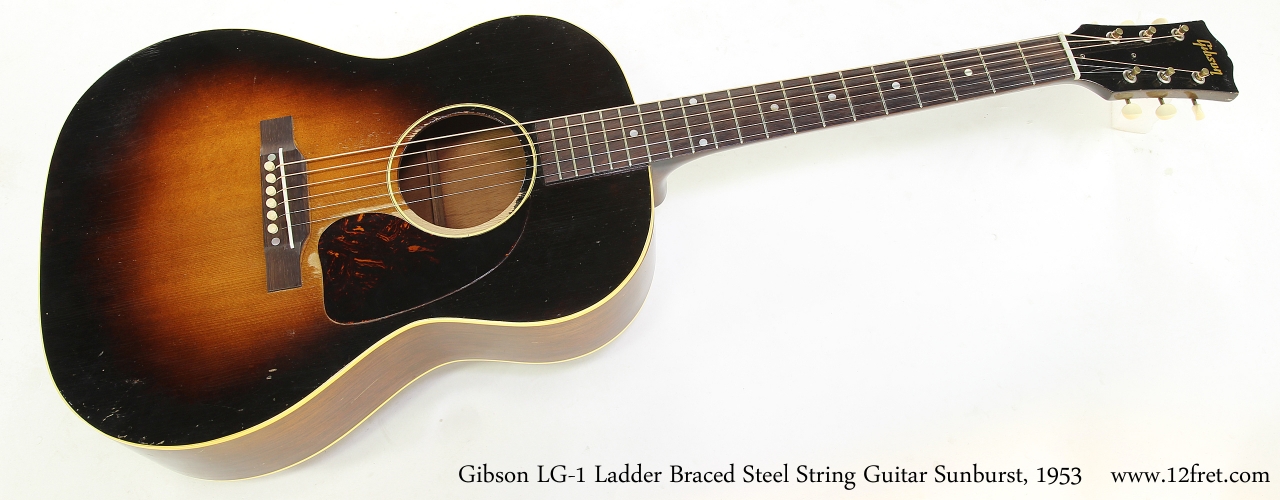 Gibson LG-1 Ladder Braced Steel String Guitar Sunburst, 1953   Full Front View